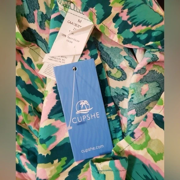 Cupshe Green Women's Lace Up Leopard Print Romper Size Medium NWT - Picture 8 of 9